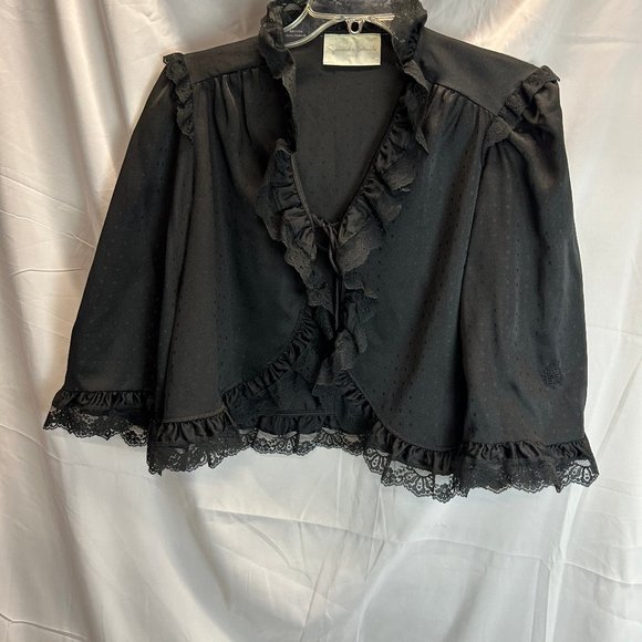 Vintage Givenchy Intimate Black Polka Dot Bed Jacket Size Medium - Picture 11 of 13